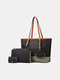 Women 4PCS PU Coin Purse Multi-pocket Large Capacity Laptop Bag Briefcase Business Handbag Crossbody Bag Tote - Black