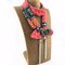 Ethnic Simple Tassels Pendant Flowers Shape Silk Scarf Necklace - Rose Red