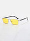 Unisex Resin Small Frame Square Frame Tinted Lens Travel Driving UV Protection Sunglasses - Yellow