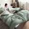 Washed Cotton Quilt Polyester Stuffed Thicken Full Queen King Soft Wahable Solid Cover Duvet - Green