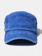 Men Washed Distressed Cotton Solid Color Vintage Fashion Five-page Baseball Cap - Blue