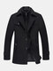 Mens Thicken Tweed Lapel Casual Regular Fit Double Collar Overcoat - Black