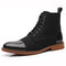 Men British Style Cap Toe Comfy Work Style Ankle Boots - Black