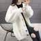 Loose Long Section Knitted Women's Cardigan Thick Sweater  - White