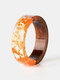 1 peça anel masculino de resina de madeira casual vintage flor seca - laranja