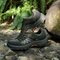 Men Leather Mesh Breathable Anti Skip Lace Up Outdoor Hiking Shoes - Army Green