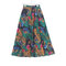 Cotton And  Linen Bohemian Loose Hem Printed Skirts Beach Skirt - Green