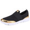 Quarter Mesh Breathable Shoes Casual Women's Shoes Large Size Soft Bottom Sports Running Shoes - Black Gold