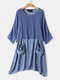 Vestido feminino de bolinhas irregulares de duas peças - azul