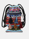 महिला स्ट्रॉ बोहेमियन स्टाइलिश फिश टैसल डिज़ाइन क्रॉसबॉडी बैग फैशन विंटेज ड्रॉस्ट्रिंग शोल्डर बैग - हरा