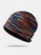 Men Cotton Mixed Color Knitted Plus Velvet Thicken Lattice Pattern Outdoor Warmth Fashion Brimless Beanie Hat - Colorful
