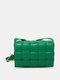 Women Faux Leather Fashion Lattice Pattern Solid Color Crossbody Bag Shoulder Bag - Green