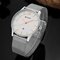 Relojes de lujo CORREN para hombre, reloj de pulsera ultrafino de acero inoxidable, relojes de cuarzo de negocios - Plata + Blanco