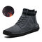 Men Hand Stitching Suede Fabric Splicing Non Slip Plush Lining Casual Boots - Grey