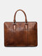 Men Vintage Multifunction Large Capacity Briefcase Handbags 14 Inch Laptop Crossbody Bags - Brown