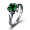 INALIS Elegant Flower Shiny Zircon Finger Ring Wholesale Gift for Women  - Green