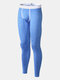 Men Thermal Underwear High Elasticity U Convex Pouch Sleepwear Butt Lifting Fitness Long John - Blue