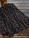 Camicetta casual frontale con bottoni a maniche lunghe con stampa floreale - Nero