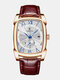 11 цветов PU сплава мужчин Винтаж Watch световой украшенный указатель календарь кварц Watch - Корпус из розового золота Белый 