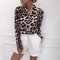 2019 Spring And Summer Hot European And American Explosion Models Casual Leopard Long-sleeved Chiffon Blouse - Pink