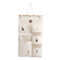 Wall Hanging Linen 3 Pocket Simple Style Storage Bag Bedroom Key Sunglasses Organizer - White