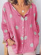Polka Dot Long Sleeve Loose Casual Blouse For Women - Pink