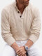 Mens Solid Color Stand CollarCable Knit Button Casual Fit Sweater - Apricot