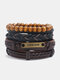 4 Pcs/Set Vintage Multi-layers Woven DIY Set Faux Leather Bracelet - #08