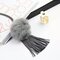 Simple Women Tassel Necklace Leather Wool Ball Sweater Necklace - Grey