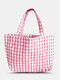 Geometric Figures Cotton Multi-colour Large Capacity Handbag Shoulder Bag Tote - Pink