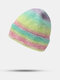 Unisex Mohair Knitted Ombre Flanging Fashion Cold Protection Beanie Hat - Purple
