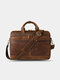 Vintage Rubbed Leather Multifunction Large Capacity Business Laptop Bags Briefcases Shoulder Bag Handbag - Brown