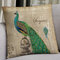 Fodera per cuscino in lino con paesaggio di pavone in stile cinese Fodera per cuscino posteriore per ufficio - #2