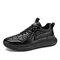 Men Sport Waterproof Cloth Non-slip Patchwork Lace Up Casual Sneakers - Black