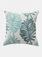 1PC Plant Leaf Pattern Modern Style Linen Pillowcase Home Decor Sofa Living Room Car Throw Cushion Cover - Green