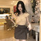 Machine Wood Ear Word Collar Strapless Top French Small Two Wear Small Shirt Women - Apricot