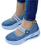 Zapatos de lona para caminar de color sólido elástico para mujer Banda, cómodos, informales, de gran tamaño, con estrellas - azul