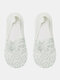 Women Silicone Non-slip Flower Pattern Lace Invisible Boat Socks Breathable Shallow Socks - Light Green