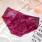 Lace-trim Ice Silk Seamless Breathable Mid Waisted Panties - Wine Red