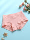 1Pcs Women Cotton Seamless Solid Breathable Cozy Mid Waist Panties - Multi Color - Pink
