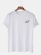 Mens Cotton Planet Print Round Neck Casual Short Sleeve T-Shirts - White