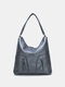 Women Retro PU Leather Multi-pocket Handbag Shoulder Bag - Gray