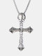 Simple Long Round Bead Chain Men Necklace Cross Pendant Sweater Chain Women Jewelry - Silver
