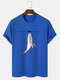 Mens Fishing Shark Graphic Cotton Short Sleeve T-Shirts - Blue