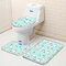 1 Set Bathroom Non-Slip Pedestal Rug Lid Toilet Cover Bath Mat Curtain & Hooks - #3