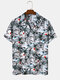 メンズパームツリーランドスケーププリントRevere Collar Vacation半袖シャツ - 白い