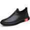 Men Microfiber Leather Splicing Elastic Slip On Casual Driving Loafers - Black