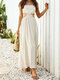 Solid Cut Out Open Back Knotted Adjustable Strap Dress - Apricot