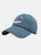 Unisex Polyester Cotton Solid Color Letter Fish Embroidery Simple Sunshade Baseball Cap - Navy