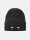 Unisex Acrylic Knitted Scary Cartoon Clown Eyes Pattern Embroidery Fashion Warmth Brimless Beanie Hat - Black